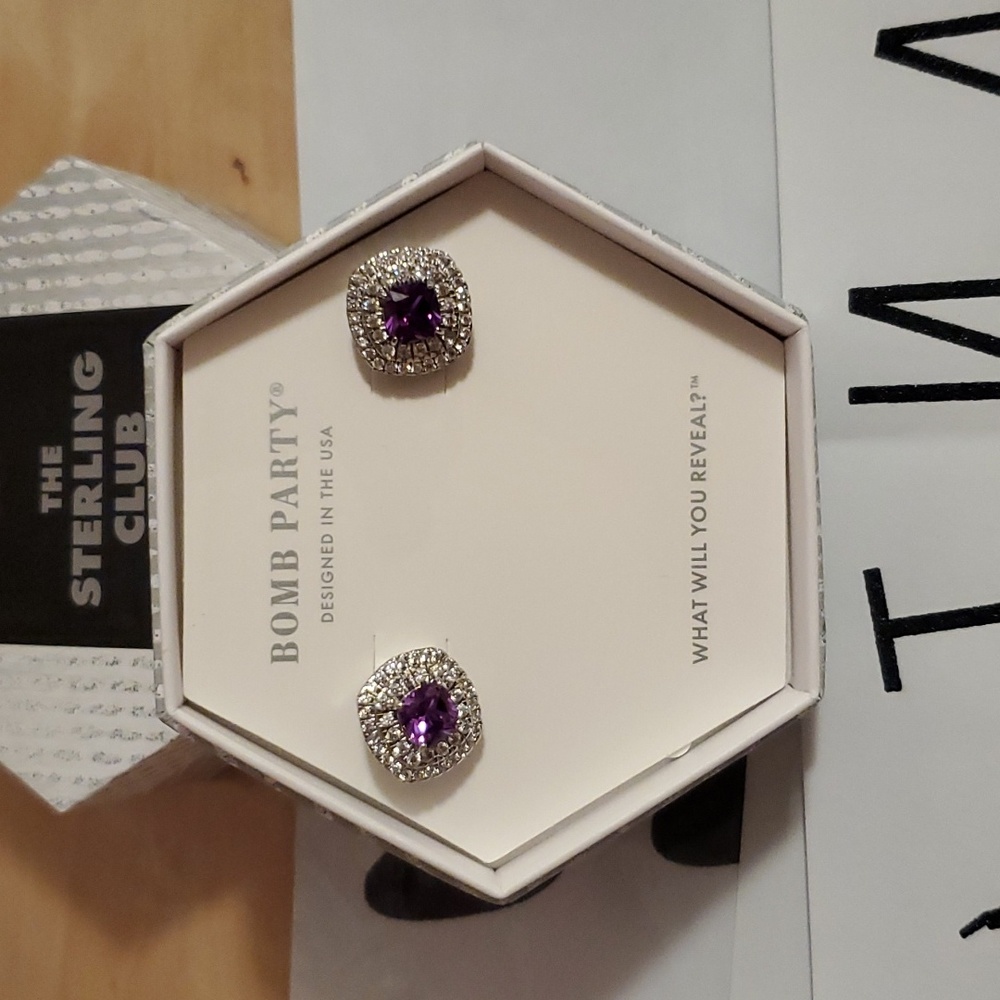 RBP2503 Sterling club Alexandrite Corundum Stud earrings